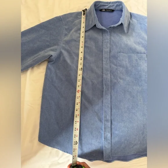 Zara light blue fine wale corduroy oversized button-up shirt - Picture 5 of 8